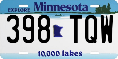 MN license plate 398TQW