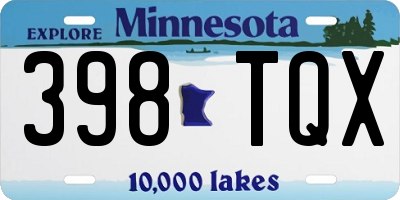MN license plate 398TQX