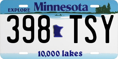 MN license plate 398TSY