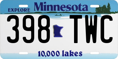 MN license plate 398TWC