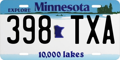 MN license plate 398TXA