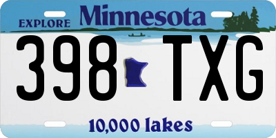 MN license plate 398TXG