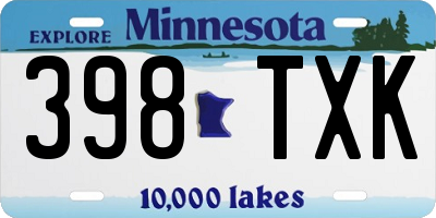 MN license plate 398TXK