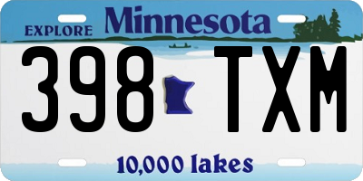 MN license plate 398TXM