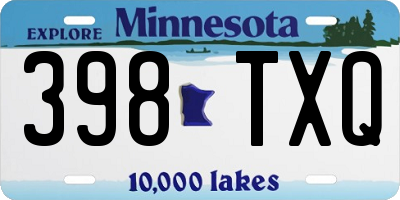 MN license plate 398TXQ