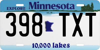 MN license plate 398TXT