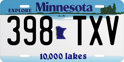 MN license plate 398TXV
