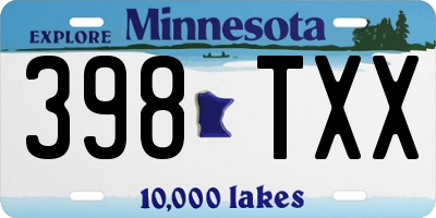 MN license plate 398TXX