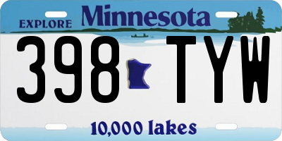 MN license plate 398TYW