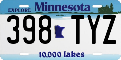 MN license plate 398TYZ