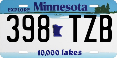 MN license plate 398TZB