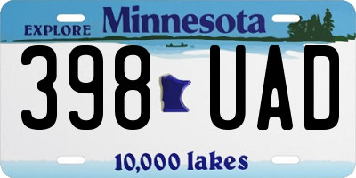 MN license plate 398UAD