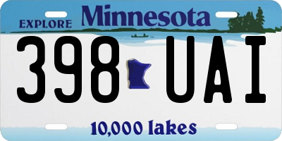 MN license plate 398UAI