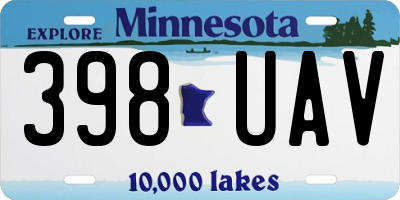 MN license plate 398UAV