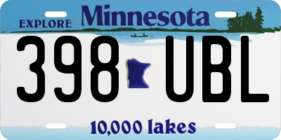 MN license plate 398UBL