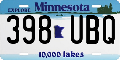MN license plate 398UBQ
