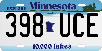 MN license plate 398UCE