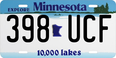 MN license plate 398UCF