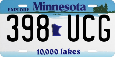 MN license plate 398UCG