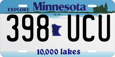 MN license plate 398UCU