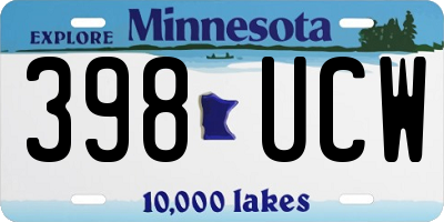 MN license plate 398UCW