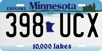 MN license plate 398UCX