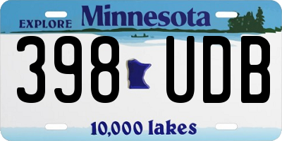 MN license plate 398UDB