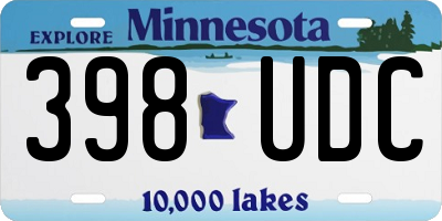 MN license plate 398UDC