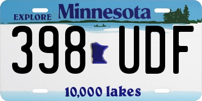 MN license plate 398UDF