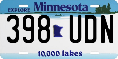 MN license plate 398UDN