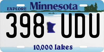 MN license plate 398UDU