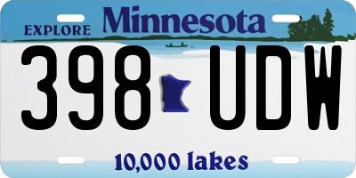 MN license plate 398UDW