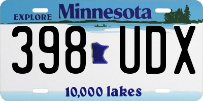 MN license plate 398UDX