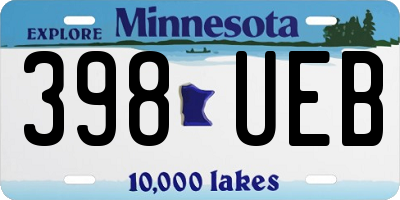MN license plate 398UEB