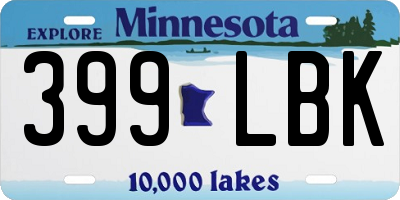 MN license plate 399LBK