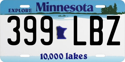 MN license plate 399LBZ