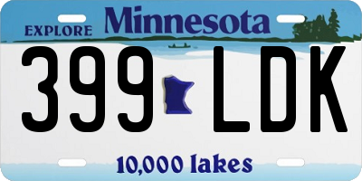 MN license plate 399LDK