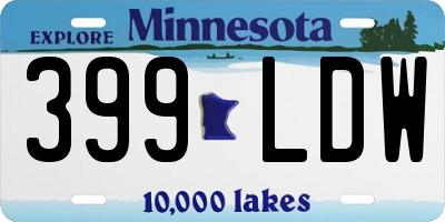 MN license plate 399LDW