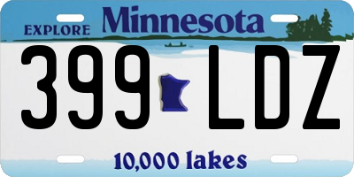 MN license plate 399LDZ