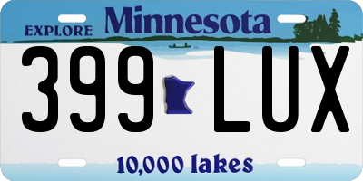 MN license plate 399LUX