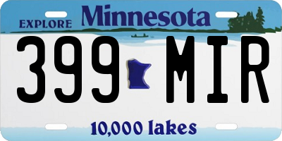 MN license plate 399MIR