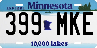 MN license plate 399MKE