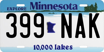 MN license plate 399NAK