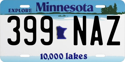 MN license plate 399NAZ
