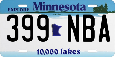 MN license plate 399NBA