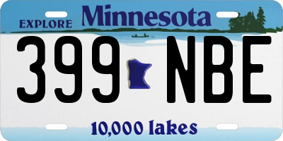 MN license plate 399NBE