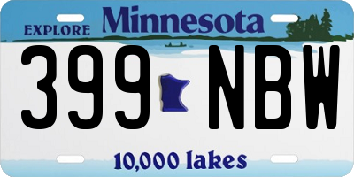 MN license plate 399NBW