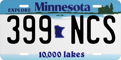 MN license plate 399NCS