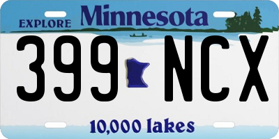 MN license plate 399NCX
