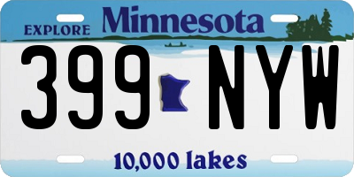 MN license plate 399NYW